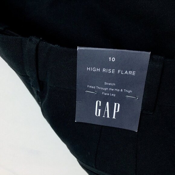 NEW Gap Women's Black Pants High Rise Flare Leg Stretch Cotton size 10 length 31 - Picture 3 of 9
